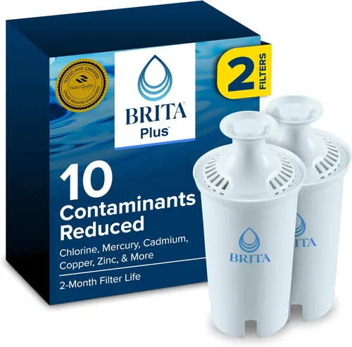 Filtro de agua Brita Plus, sin BPA, filtro de repuesto de alta densidad para jarras y dispensadores, reduce 2 veces los contaminantes*, dura dos