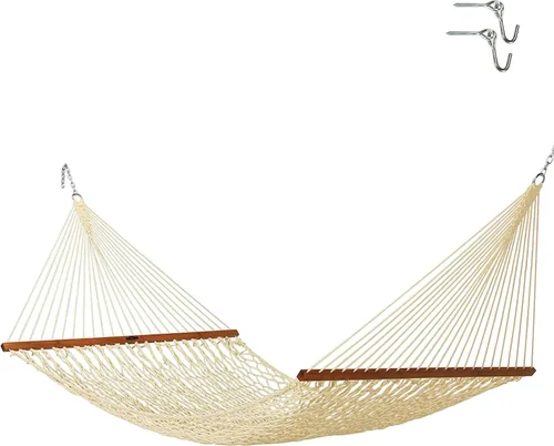 Miniatura 8 de Original Pawleys Island Hamaca de cuerda DuraCord marrón antiguo de lujo, 13 pies x 60 pulgadas, 2 personas, capacidad de 450 libras, barra