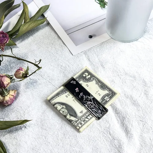 Miniatura 6 de Cartera con clip para dinero de madre perla para tarjetas de crédito, de acero inoxidable, colección de regalos