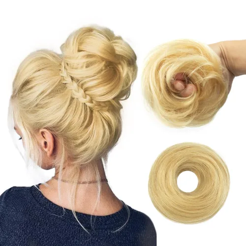 Miniatura 17 de Moño de Cabello Humano 100%, Moño Desordenado Pieza de Cabello Extensiones de Cabello Humano Real Moño de Cabello Rizado Natural Piezas de Cabello