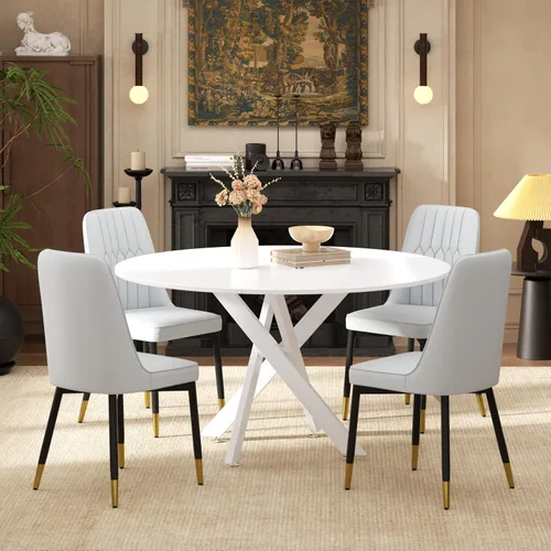 Miniatura 22 de RGZ Juego de mesa de comedor redonda negra de mediados de siglo para 2, mesa de cocina pequeña de madera circular de 36 pulgadas y 2 sillas