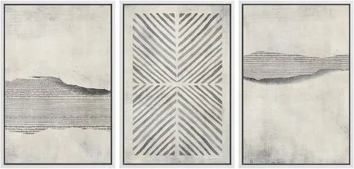 Miniatura 253 de SIGNWIN Lienzo enmarcado para pared, arte con pinceladas de flujo neutro en tonos beige abstractos, ilustraciones, arte moderno, decorativo