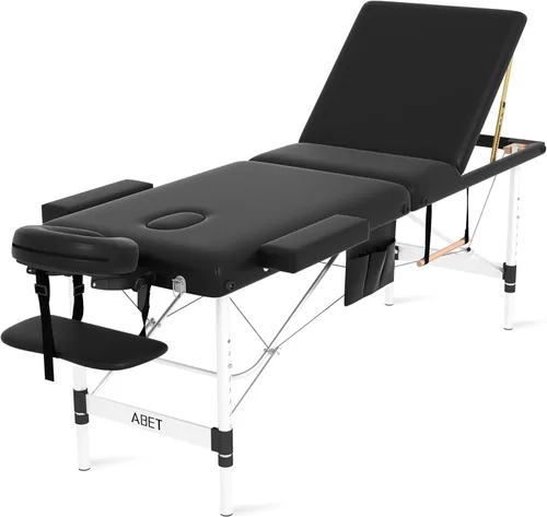 Miniatura 10 de ABET Mesa de masaje, cama plegable portátil de 3 cuerpos para extensiones de pestañas, altura ajustable, ligera, profesional, mesa de spa facial
