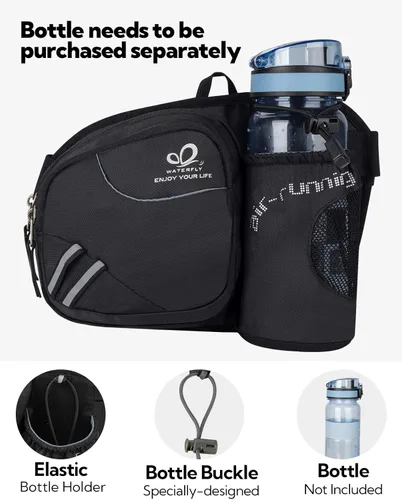 Miniatura 4 de Waterfly - Cangurera de senderismo con soporte para botella de agua para hombres y mujeres, para correr y pasear al perro, para iPhone 8 Plus, Negro