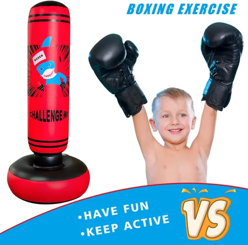 Miniatura 5 de Punching Bag Kid,Boxing Bag for Kids,Inflatable Dummy, Inflatable Punching Bag, De-Stress Boxing Bag for Kids. Rojo