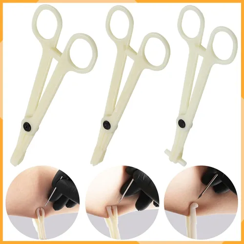 Miniatura 6 de Abrazaderas de piercing desechables – 25 abrazaderas de septum para el cuerpo, piercing de plástico para tabique, herramientas para piercing