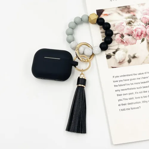 Miniatura 3 de Funda compatible con Airpods Pro de 2ª generación 2022, funda protectora de silicona suave con llavero de pulsera para Apple Airpods Pro 2 funda