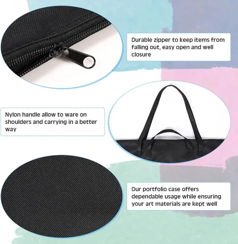 Miniatura 3 de Abbylike 1 bolsa de 48 x 36 pulgadas para portafolio de arte, funda de transporte de nailon impermeable grande con correa para el hombro, para Negro