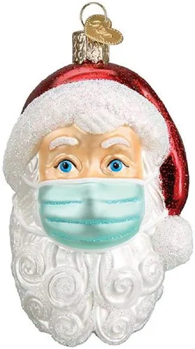 Old World Christmas Adornos de Papá Noel con máscara facial Adornos soplados de vidrio para árbol de Navidad