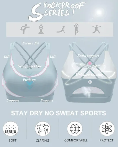 Miniatura 4 de RUNNING GIRL - Brasier deportivo con tirantes delgados para mujer brasier de yoga con soporte medio copas extraíbles y espalda cruzada