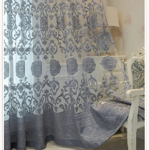 Miniatura 11 de Amidoudou 1 par de cortinas traslúcidas europeas de lujo con bordado hueco para dormitorio, sala de estar (dorado, 54 x 84 pulgadas)