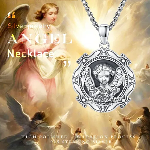 Miniatura 297 de Collar con colgante de plata de ley 925 con medalla de San Patrón, joyería religiosa para hombres y mujeres, con cadena de acero inoxidable 316L