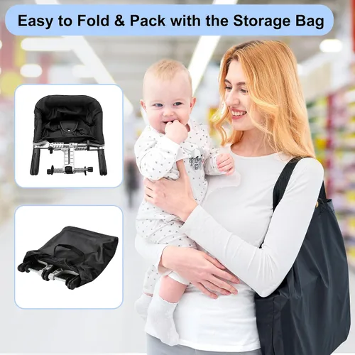 Miniatura 5 de Silla de enganche, silla alta portátil con clip para uso en la mayoría de las mesas, silla alta adjunta a la mesa con bolsa de transporte, silla