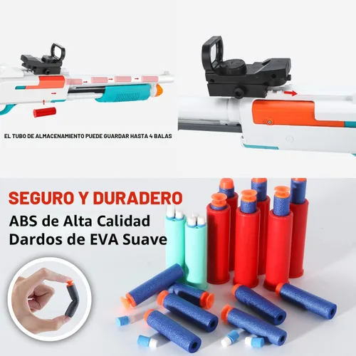 Miniatura 4 de Modelos de pistola de juguete de espuma (33 pulgadas), diseño de carcasa de salto [con 10 carcasas y 40 dardos suaves] Perfecto para juegos en Verde