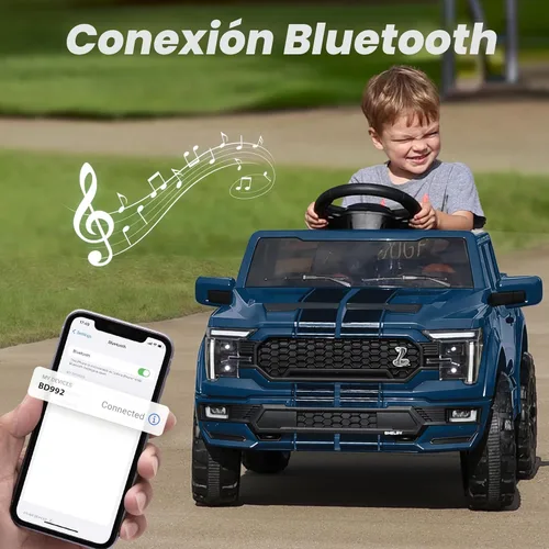 Miniatura 6 de Hikiddo Ford Shelby F-150 con Licencia - Carro de Paseo para Niños, Carro Eléctrico de 12V para Niños de 3-6 Años con Control Remoto - Azul