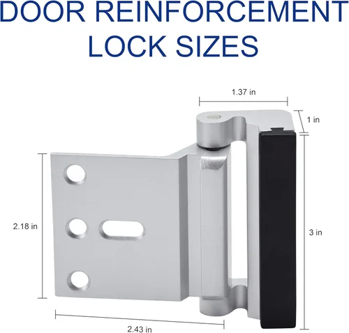 Miniatura 7 de Cerradura de puerta de seguridad para el hogar, paquete de 2 cerraduras de refuerzo de puerta para puerta delantera, pestillo de puerta mejorado que