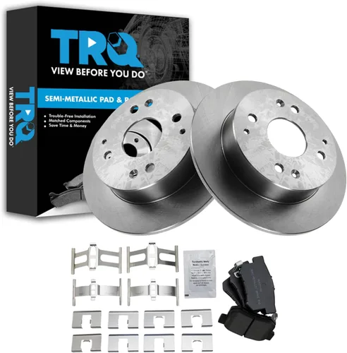 Miniatura 163 de TRQ Juego de pastillas de freno semimetálicas traseras y rotores compatibles con Chevrolet Trailblazer 02-06 Trailblazer EXT 04-06 SSR 02-07 GMC