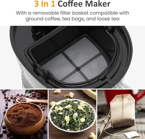 Miniatura 4 de SUNVIVI Cafetera de Café Helado de 20 Oz para Café Molido, Preparador de Té Frío con Filtro de Café Reutilizable y Jarra Aislada, Máquina de Una