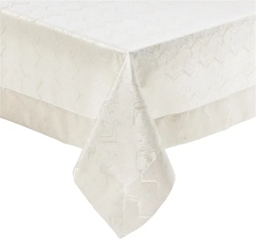 Miniatura 7 de Violet Linen Princess Zig Zag rayas verticales patrón cheurón, jacquard de poliéster, con hilo metálico, crema, 70 x 160 pulgadas, asientos de 14 a