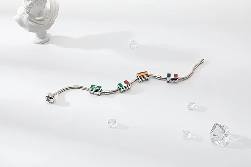Miniatura 3 de Bolenvi Dije de cuentas de banderas de país compatible con Pandora y pulseras similares, collares y joyas de bricolaje - Abalorios de plata de ley