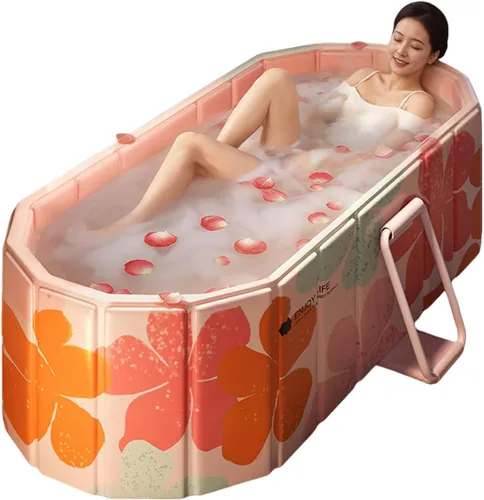 Miniatura 7 de Bañera plegable para adultos, grande de 59 pulgadas, bañera portátil para baño, bañera plegable de spa para cabina de ducha, ideal para espacios