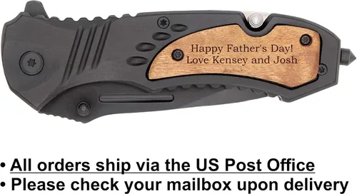 Miniatura 2 de Palmetto Wood Shop - Cuchillo de bolsillo grabado profesionalmente - Regalos personalizados para hombres, cuchillo al aire libre para caza, camping