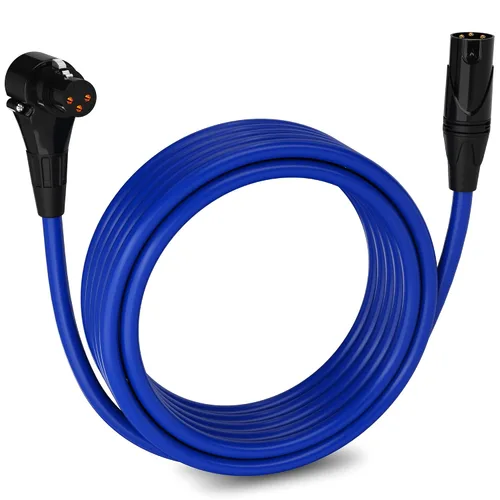 Miniatura 96 de LyxPro Cable de micrófono XLR hembra a macho de ángulo recto de 3 pines de 1.5 pies para altavoces amplificados, interfaz de audio, rendimiento