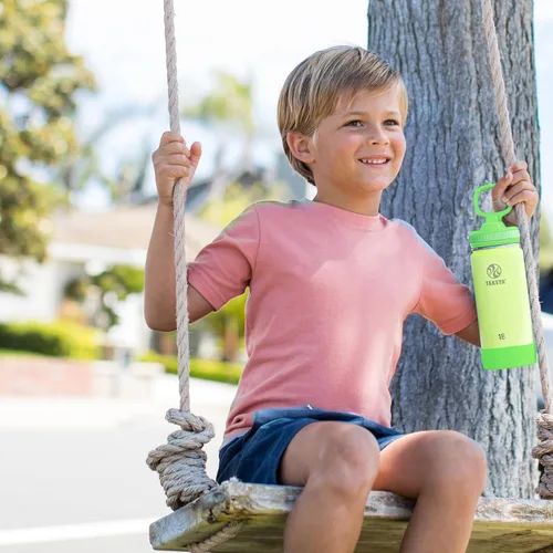 Miniatura 3 de Takeya Actives Kids - Botella de agua que brilla en la oscuridad con tapa con popote, botella de acero inoxidable con tapa sin BPA, reutilizable