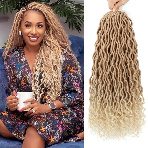 Miniatura 15 de Cabello de Ganchillo Goddess Locs - 8 Paquetes de 12 Pulgadas de Cabello Rizado Faux Locs de Ganchillo para Mujeres Negras, Cabello Rizado 1B-30#