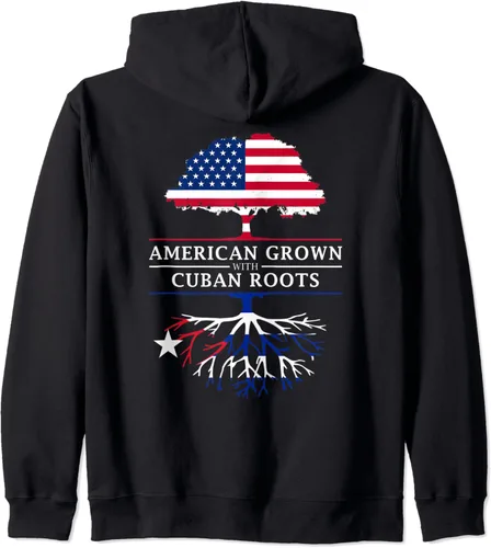 Miniatura 2 de American Grown with Cuban Roots - Sudadera con capucha con cremallera Cuba Negro S