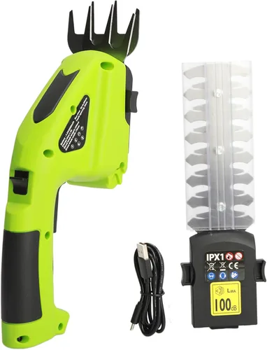 Cortasetos inalámbrico de mano 2 en 1, cortadora de césped eléctrica de 7.2 V, cortador de setos recargable portátil para jardín, patio, césped,