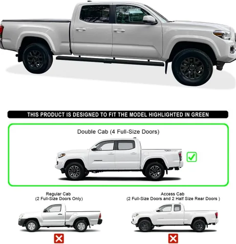Miniatura 2 de APS Estribos rueda a rueda de 6 pulgadas compatibles con Toyota Tacoma 2005-2023 doble cabina de 6 pies