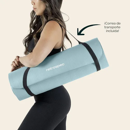 Miniatura 7 de Retrospec Solana - Tapete de yoga de 1 pulgada de grosor con correa de nailon, unisex, antideslizante, para yoga, pilates, estiramiento, ejercicios
