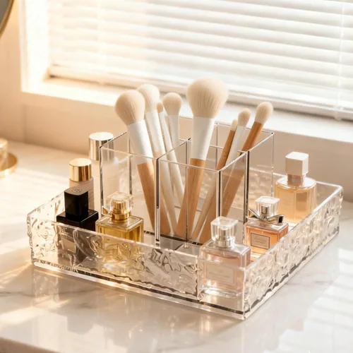 Miniatura 4 de Organizador de maquillaje giratorio de 360°, organizador de tocador Lazy Susan para encimera y baño, organizador de lápiz labial de perfume
