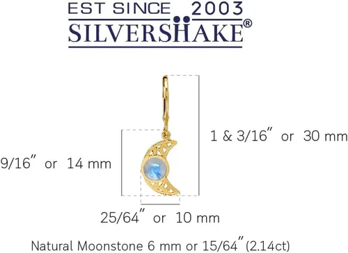 Miniatura 19 de Silvershake Aretes colgantes o colgante o colgante de plata de ley 925 chapada en oro amarillo con dije o colgante con cadena de 18 pulgadas