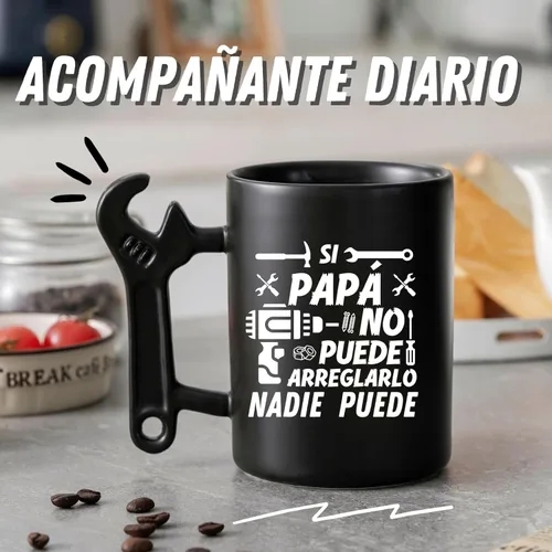 Miniatura 2 de Onebttl Regalos para papá taza de café con mango de llave inglesa, regalos para papá de hija e hijo, taza de cerámica divertida de 13.5 onzas