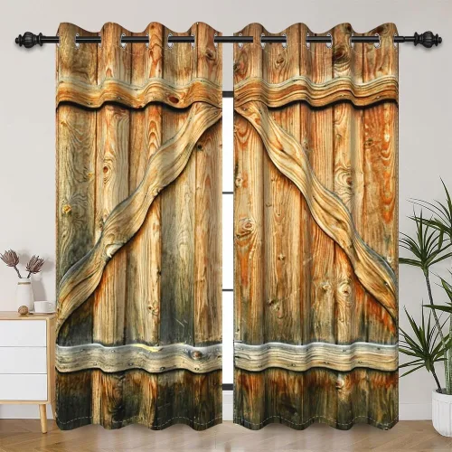 Miniatura 89 de Cortinas rústicas para ventana de puerta de granero, puerta de madera gris, puerta de garaje, tratamiento de ventana para sala de estar, dormitorio