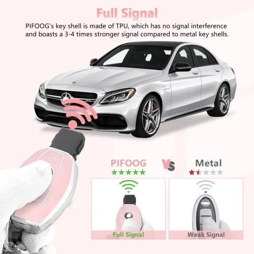 Miniatura 4 de PIFOOG Funda para llavero Mercedes, 3 botones, color rosa, TPU brillante, accesorios para llaves de automóvil, funda protectora para Mercedes Benz