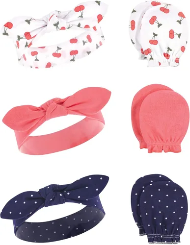 Miniatura 115 de Hudson Baby Conjunto de diadema de algodón y manoplas para rascar para bebé