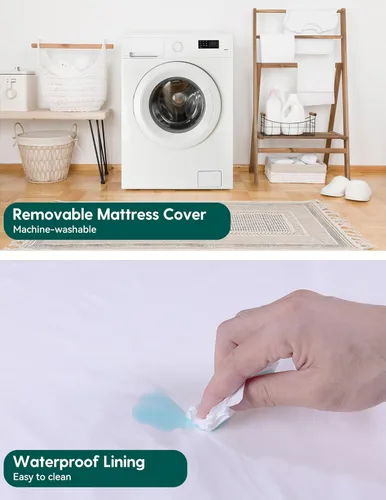 Miniatura 6 de Babelio Colchón ergonómico para cuna, de doble cara, de espuma viscoelástica, impermeable, de 6 pulgadas de grosor, con funda de cremallera, se