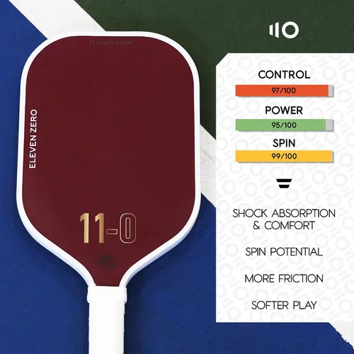 Miniatura 6 de EZ Power K-0.630 in Termoformed Pro Pickleball Paddle Aramida roja y tejido de fibra de carbono cruda Superficie de alta fricción T700