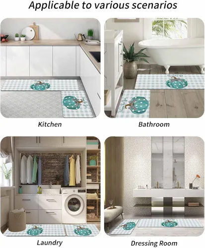 Miniatura 6 de Tapete de baño de calabaza turquesa para bañera, antideslizante, de secado rápido y absorbente, de tierra de diatomeas, tapete lavable de cocina