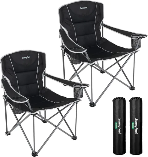 Miniatura 13 de SUNNYFEEL Silla de campamento de gran tamaño para adultos grandes y altos, silla de campamento plegable resistente que soporta 500 libras, silla
