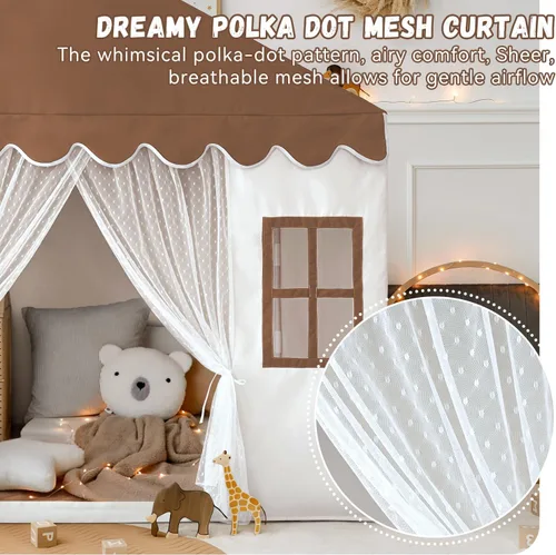 Miniatura 2 de Tienda de campaña para niños con alfombra, tienda de campaña grande para interiores para niñas y niños, tienda de campaña para niños pequeños, Marrón