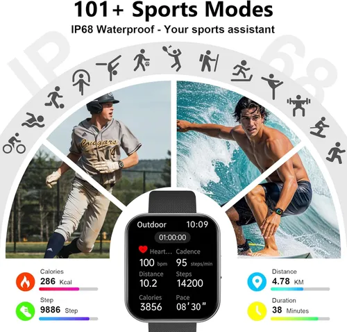 Miniatura 6 de MFVLP Reloj inteligente para mujeres y hombres, responder/hacer llamadas, pantalla HD AMOLED de 1.85 pulgadas, rastreador de actividad física