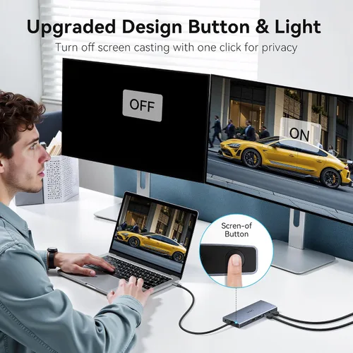Miniatura 3 de Estación de acoplamiento USB C con monitor dual para Dell HP, estación de acoplamiento para portátil con 3 monitores, Hub USB C de 15 en 1 con Dock