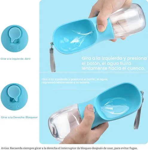 Miniatura 4 de Cibaabo Botella de agua para perros con contenedor de alimentos, cuenco de agua para cachorros de viaje, dispensador portátil para mascotas