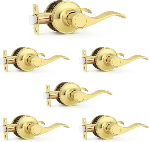 Miniatura 31 de Probrico - Paquete de 3 manijas de puerta de paso, asas de níquel satinado, sin llave, sin bloqueo, para puertas de interiores, pasillos y armario