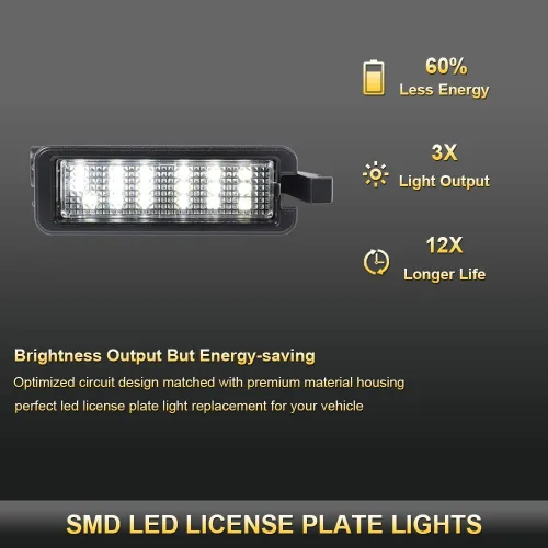 Miniatura 2 de Gempro Lámparas LED para placa de matrícula para Dodge Charger Challenger Pacifica Jeep Compass Chrysler 300 2015-2022, 6000 K, blanco, 1 unidad