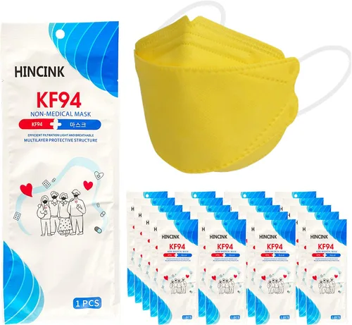 Miniatura 11 de Paquete de 20 mascarillas KF94 negras empaquetadas individualmente, unisex, filtros de 4 capas para adultos y mayores, coloridos